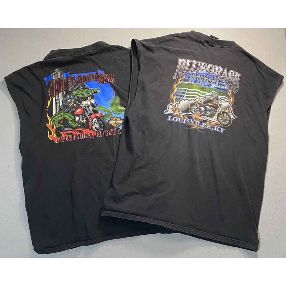 2 Harley Davidson Motorcycle Shirts 3XL Sleeveless Cutoff Biker Vintage
